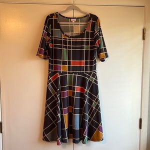 LuLaRoe dark blue color block dress size 3 XL